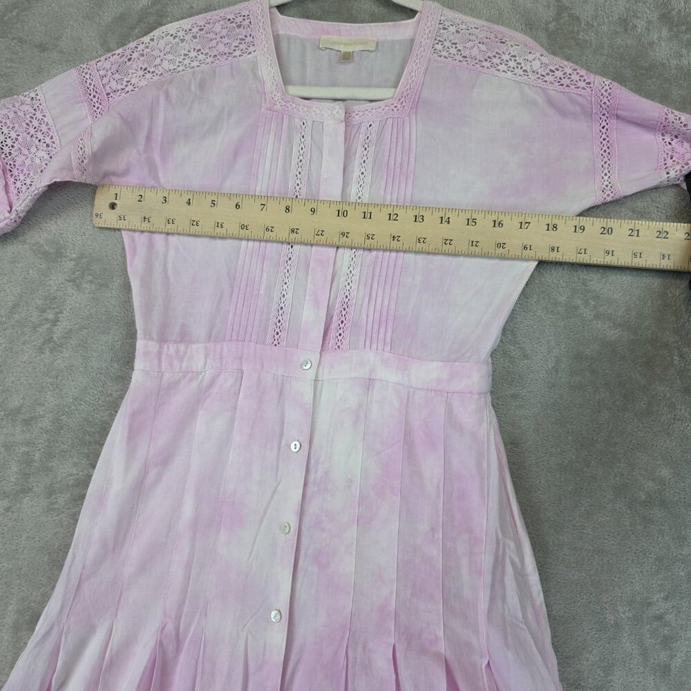 LoveShackFancy Dress Womens Small Pink Tie Dye Lace Button Front Maxi Boho - Picture 12 of 16